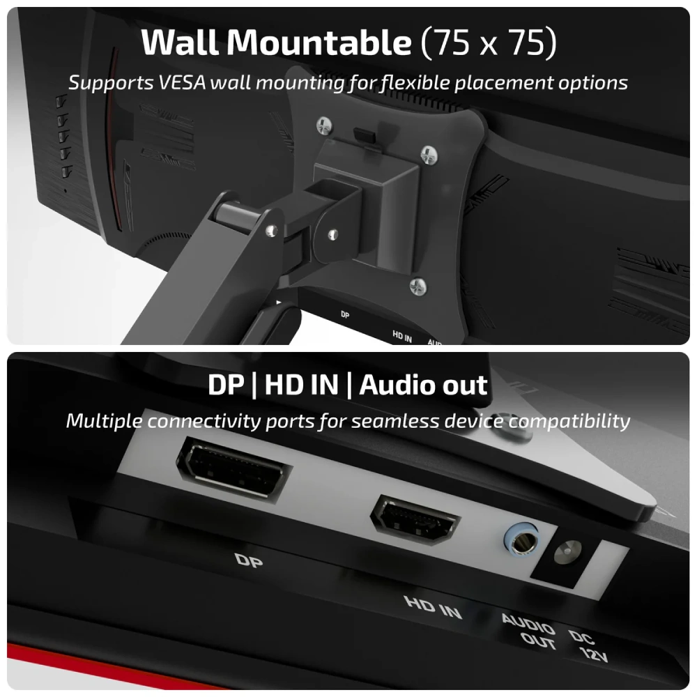 Iball LED Monitor 24" FHD VA 144 Hz with HDMI | DP (Bird i238) Black view 6